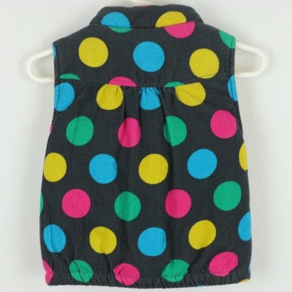 Carter's Girls Size 3T Gray Yellow Polka Dot Corduroy Fleece Lined Snap Up Vest - Picture 3 of 8